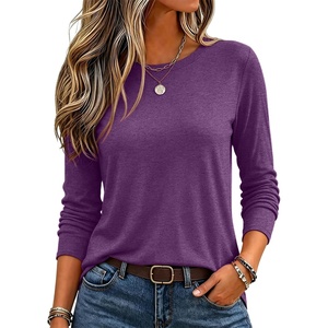 image:imageZeagoo Womens Casual Shirts Long Sleeve Tops Soft Crewneck Tshirts Basic Tee Business Workout Outfit 2026 Fall ClothesPlum