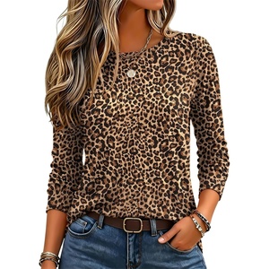 image:imageZeagoo Womens Casual Shirts Long Sleeve Tops Soft Crewneck Tshirts Basic Tee Business Workout Outfit 2026 Fall ClothesZ Leopard 136