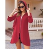 image:imageZeagoo Womens Fall Jacket 2026 Zip Up Hoodies Long Sleeve Long Tunic Sweatshirts Oversized Fleece Casual Coat with PocketAfleece Fabricred