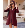 image:imageZeagoo Womens Fall Jacket 2026 Zip Up Hoodies Long Sleeve Long Tunic Sweatshirts Oversized Fleece Casual Coat with PocketAfleece Fabricwine Red