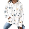 image:imageZeagoo Womens Oversized Hoodies 2025 Fleece Sweatshirts Long Sleeve Pullover with Pocket Fall Winter Outfits ClothesWhite Floral