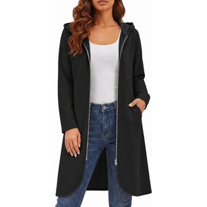 image:imageZeagoo Womens Fall Jacket 2026 Zip Up Hoodies Long Sleeve Long Tunic Sweatshirts Oversized Fleece Casual Coat with PocketAfleece Fabricblack