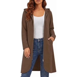 image:imageZeagoo Womens Fall Jacket 2026 Zip Up Hoodies Long Sleeve Long Tunic Sweatshirts Oversized Fleece Casual Coat with PocketAfleece Fabricbrown