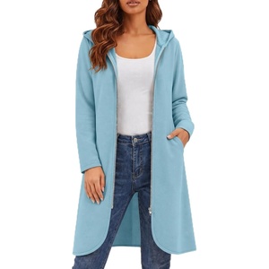 image:imageZeagoo Womens Fall Jacket 2026 Zip Up Hoodies Long Sleeve Long Tunic Sweatshirts Oversized Fleece Casual Coat with PocketAfleece Fabriclight Blue