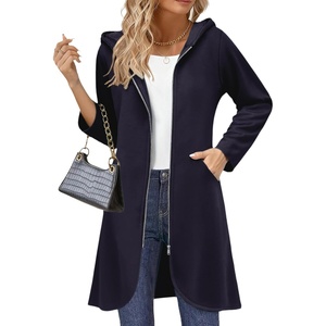 image:imageZeagoo Womens Fall Jacket 2026 Zip Up Hoodies Long Sleeve Long Tunic Sweatshirts Oversized Fleece Casual Coat with PocketAfleece Fabricnavy Blue