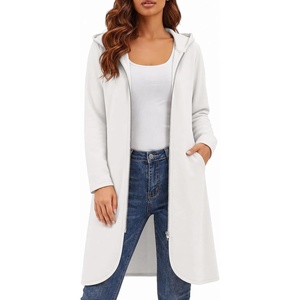 image:imageZeagoo Womens Fall Jacket 2026 Zip Up Hoodies Long Sleeve Long Tunic Sweatshirts Oversized Fleece Casual Coat with PocketAfleece Fabricwhite