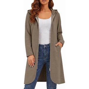 image:imageZeagoo Womens Fall Jacket 2026 Zip Up Hoodies Long Sleeve Long Tunic Sweatshirts Oversized Fleece Casual Coat with PocketCoffeegrey