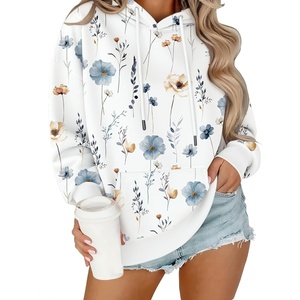 image:imageZeagoo Womens Oversized Hoodies 2025 Fleece Sweatshirts Long Sleeve Pullover with Pocket Fall Winter Outfits ClothesWhite Floral