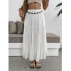 image:imageZeagoo Womens Maxi Skirt Chiffon Elastic High Waist Pockets Pleated ALine Flowy Skirts01white