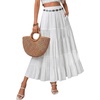 image:imageZeagoo Womens Maxi Skirt Chiffon Elastic High Waist Pockets Pleated ALine Flowy Skirts01white