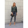 image:imageZeagoo Blouses for Women Long Sleeve Button Down Shirts Dressy Casual Collared Tops Business Work OutfitsArmy Green