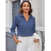 image:imageZeagoo Blouses for Women Long Sleeve Button Down Shirts Dressy Casual Collared Tops Business Work OutfitsBlue Denim