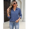 image:imageZeagoo Blouses for Women Long Sleeve Button Down Shirts Dressy Casual Collared Tops Business Work OutfitsBlue Denim