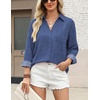image:imageZeagoo Blouses for Women Long Sleeve Button Down Shirts Dressy Casual Collared Tops Business Work OutfitsBlue Denim