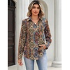 image:imageZeagoo Blouses for Women Long Sleeve Button Down Shirts Dressy Casual Collared Tops Business Work OutfitsBoho Brown