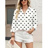 image:imageZeagoo Blouses for Women Long Sleeve Button Down Shirts Dressy Casual Collared Tops Business Work OutfitsBrown Polka Dots