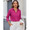image:imageZeagoo Blouses for Women Long Sleeve Button Down Shirts Dressy Casual Collared Tops Business Work OutfitsHot Pink