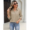 image:imageZeagoo Blouses for Women Long Sleeve Button Down Shirts Dressy Casual Collared Tops Business Work OutfitsKhaki