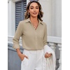 image:imageZeagoo Blouses for Women Long Sleeve Button Down Shirts Dressy Casual Collared Tops Business Work OutfitsKhaki