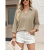 image:imageZeagoo Blouses for Women Long Sleeve Button Down Shirts Dressy Casual Collared Tops Business Work OutfitsKhaki