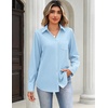 image:imageZeagoo Blouses for Women Long Sleeve Button Down Shirts Dressy Casual Collared Tops Business Work OutfitsLight Blue