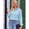 image:imageZeagoo Blouses for Women Long Sleeve Button Down Shirts Dressy Casual Collared Tops Business Work OutfitsLight Blue
