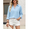 image:imageZeagoo Blouses for Women Long Sleeve Button Down Shirts Dressy Casual Collared Tops Business Work OutfitsLight Blue