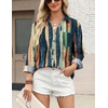 image:imageZeagoo Blouses for Women Long Sleeve Button Down Shirts Dressy Casual Collared Tops Business Work OutfitsMulticoloured Brush