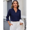image:imageZeagoo Blouses for Women Long Sleeve Button Down Shirts Dressy Casual Collared Tops Business Work OutfitsNavy