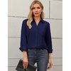image:imageZeagoo Blouses for Women Long Sleeve Button Down Shirts Dressy Casual Collared Tops Business Work OutfitsNavy