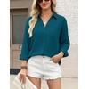 image:imageZeagoo Blouses for Women Long Sleeve Button Down Shirts Dressy Casual Collared Tops Business Work OutfitsTeal Blue