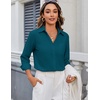 image:imageZeagoo Blouses for Women Long Sleeve Button Down Shirts Dressy Casual Collared Tops Business Work OutfitsTeal Blue