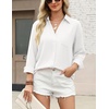 image:imageZeagoo Blouses for Women Long Sleeve Button Down Shirts Dressy Casual Collared Tops Business Work OutfitsWhite
