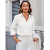 image:imageZeagoo Blouses for Women Long Sleeve Button Down Shirts Dressy Casual Collared Tops Business Work OutfitsWhite
