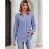 image:imageZeagoo Blouses for Women Long Sleeve Button Down Shirts Dressy Casual Collared Tops Business Work OutfitsWhite Blue Striped