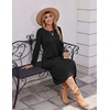 image:imageZeagoo Fall Dresses for Women Long Sleeve Midi Dress Casual A Line Dresses 2026 Pleated Flare Dress with PocketsAblack