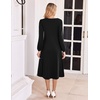 image:imageZeagoo Fall Dresses for Women Long Sleeve Midi Dress Casual A Line Dresses 2026 Pleated Flare Dress with PocketsAblack