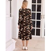 image:imageZeagoo Fall Dresses for Women Long Sleeve Midi Dress Casual A Line Dresses 2026 Pleated Flare Dress with PocketsAutumn Leaf Print