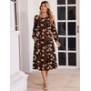 image:imageZeagoo Fall Dresses for Women Long Sleeve Midi Dress Casual A Line Dresses 2026 Pleated Flare Dress with PocketsAutumn Leaf Print