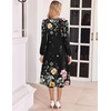 image:imageZeagoo Fall Dresses for Women Long Sleeve Midi Dress Casual A Line Dresses 2026 Pleated Flare Dress with PocketsBlack Floral 01