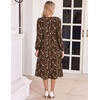 image:imageZeagoo Fall Dresses for Women Long Sleeve Midi Dress Casual A Line Dresses 2026 Pleated Flare Dress with PocketsBrown Floral