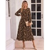 image:imageZeagoo Fall Dresses for Women Long Sleeve Midi Dress Casual A Line Dresses 2026 Pleated Flare Dress with PocketsBrown Floral