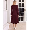 image:imageZeagoo Fall Dresses for Women Long Sleeve Midi Dress Casual A Line Dresses 2026 Pleated Flare Dress with PocketsBurgundy