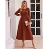 image:imageZeagoo Fall Dresses for Women Long Sleeve Midi Dress Casual A Line Dresses 2026 Pleated Flare Dress with PocketsCaramel