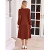 image:imageZeagoo Fall Dresses for Women Long Sleeve Midi Dress Casual A Line Dresses 2026 Pleated Flare Dress with PocketsCaramel