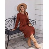 image:imageZeagoo Fall Dresses for Women Long Sleeve Midi Dress Casual A Line Dresses 2026 Pleated Flare Dress with PocketsCaramel