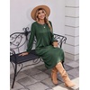 image:imageZeagoo Fall Dresses for Women Long Sleeve Midi Dress Casual A Line Dresses 2026 Pleated Flare Dress with PocketsDusty Green