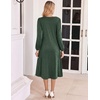 image:imageZeagoo Fall Dresses for Women Long Sleeve Midi Dress Casual A Line Dresses 2026 Pleated Flare Dress with PocketsDusty Green