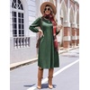image:imageZeagoo Fall Dresses for Women Long Sleeve Midi Dress Casual A Line Dresses 2026 Pleated Flare Dress with PocketsDusty Green