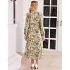image:imageZeagoo Fall Dresses for Women Long Sleeve Midi Dress Casual A Line Dresses 2026 Pleated Flare Dress with PocketsKhaki Floral